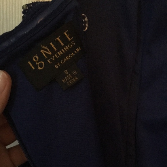 Royal Blue Beaded Mermaid Prom Dress - Picture 8 of 11